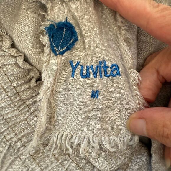 Yuvita Linen 100% Linen Wide Leg Cropped Pants Flax Color $100 M - Picture 6 of 8